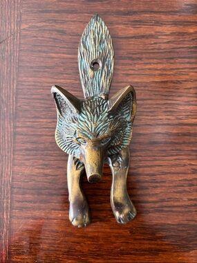 NWT Anthropology vintage solid brass fox door knocker,